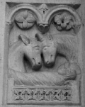 Il presepio sul portale
dell'abbazia di Nonantola